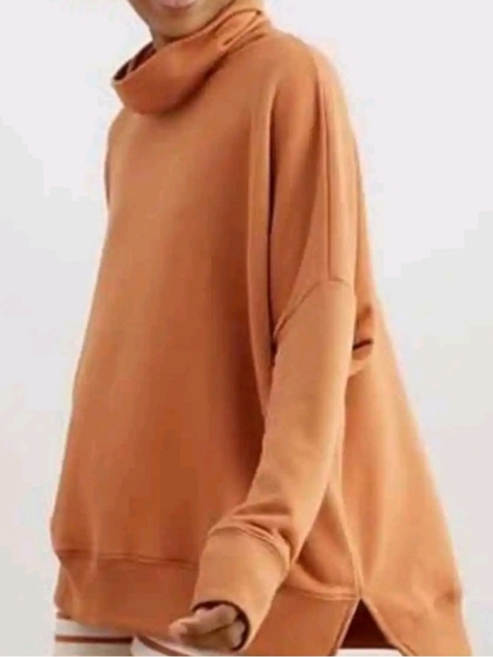 Aerie Womens Oversized Orange Mock Neck Sweater, Size Small